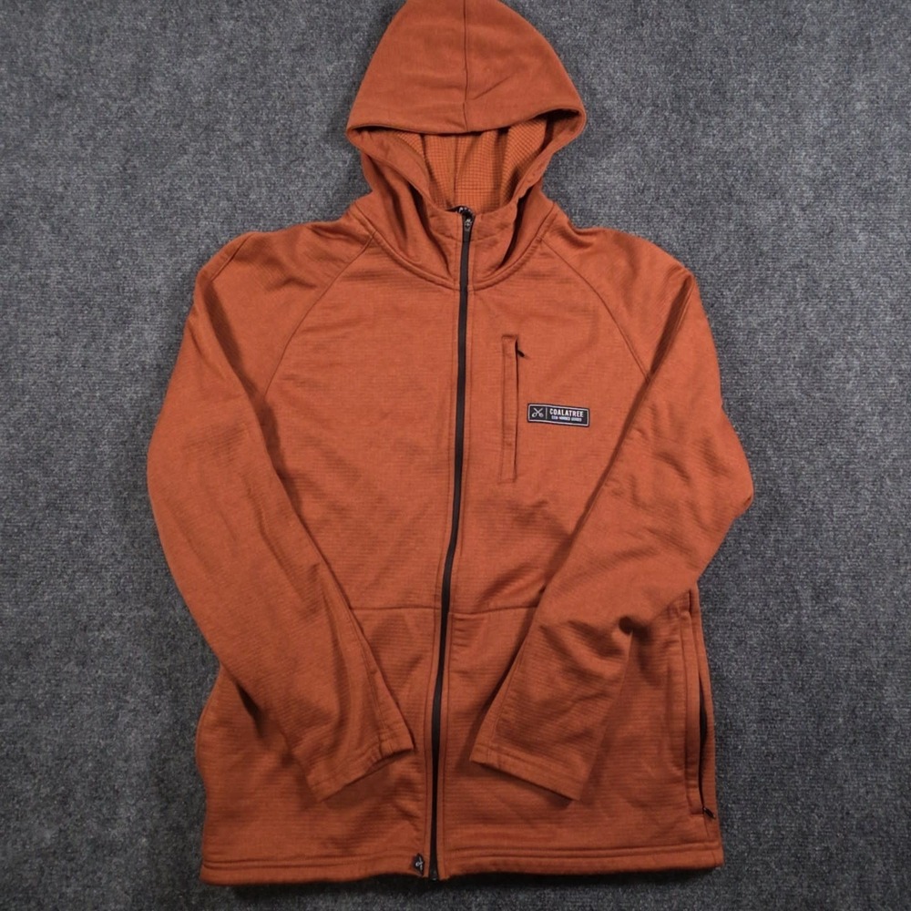 Coalatree The Baseline Midlayer Mens S Orange Full Zip Microgrid Fleece